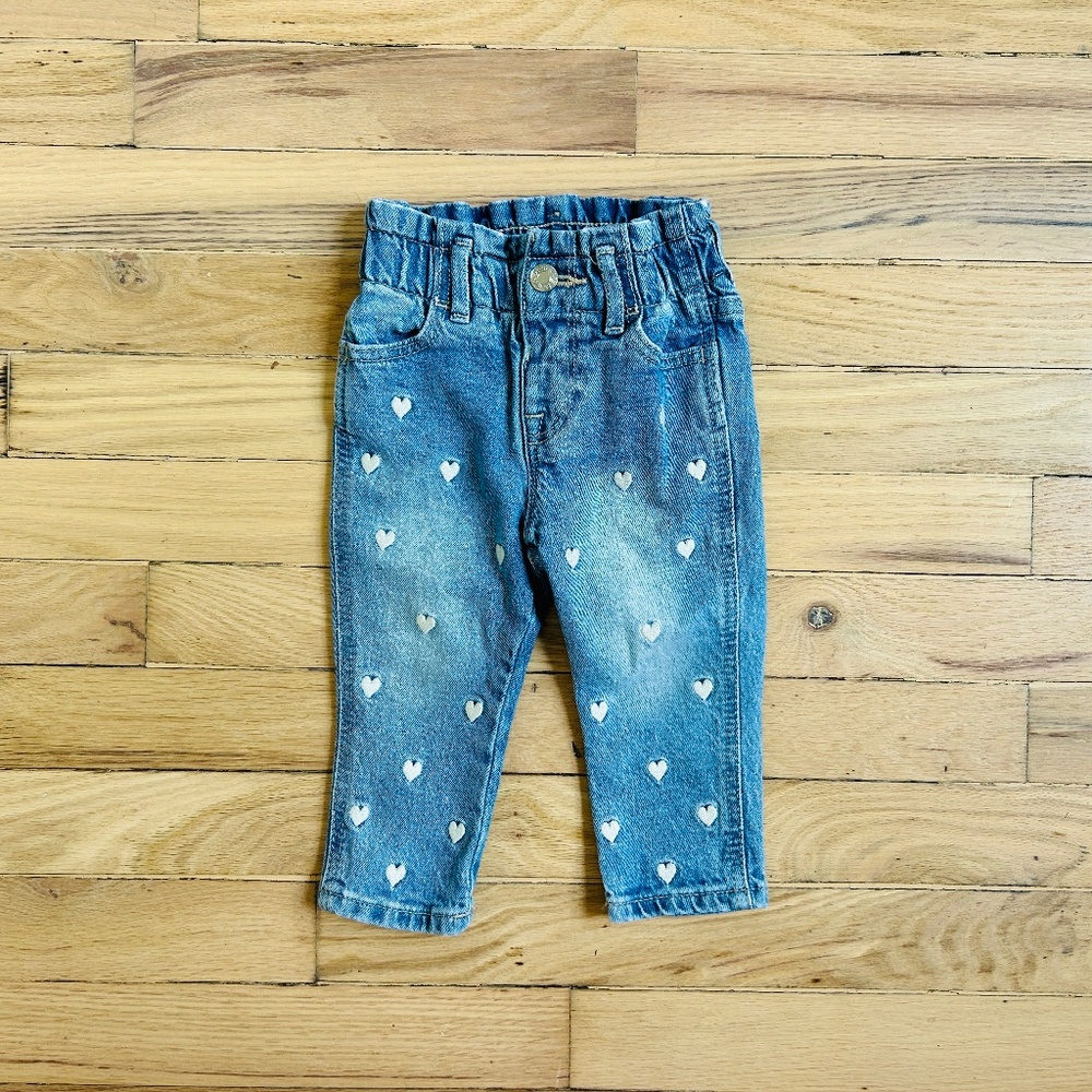 Gap 6-12 month denim jeans with hearts
